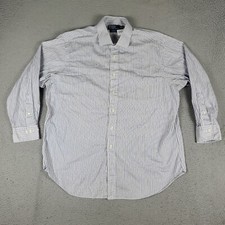 Ralph Lauren Shirt Mens Size 17.5 Blue Striped Dress Button Up Long Sleeve