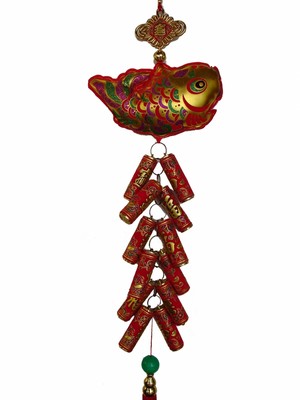 Feng Shui Chinese New Year Charm - Fish with Lucky Firecrackers | eBay