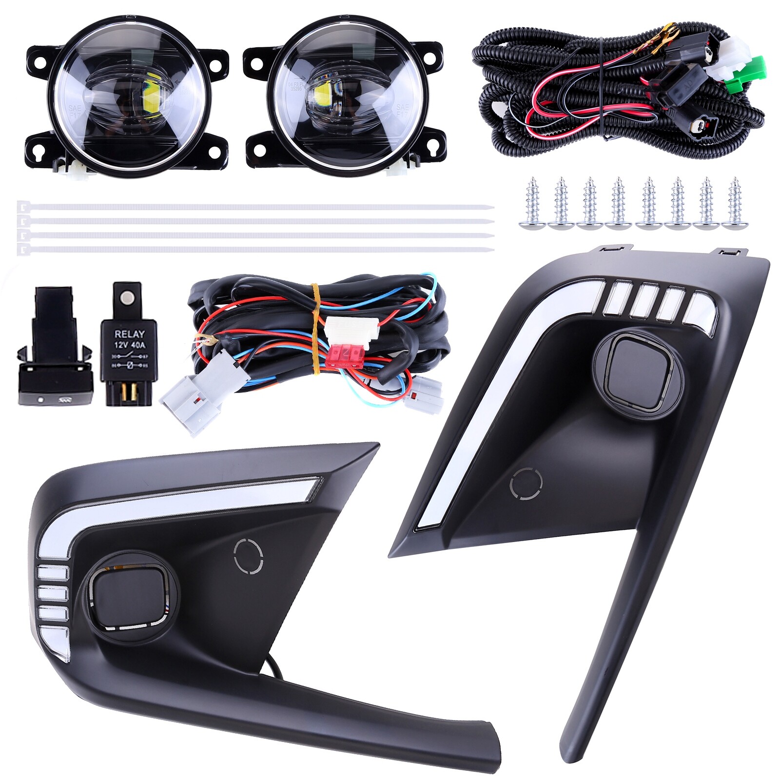 NEW DRL LED FOG LAMP BEZEL COVER  + CLEAR PROJECTOR FOG LENS FOR 2022-2023 CIVIC