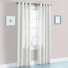 2 PANELS GROMMET FAUX SILK WINDOW CURTAINS DRAPE TREATMENT MIRA 84" SEMISHEER