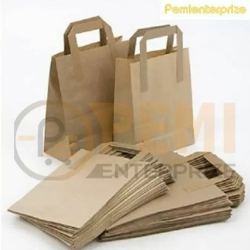 200 premium quality medium sos kraft craft brown paper takeaway food carrier bag image 7