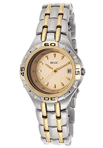 relic champagne dial two-tone stainless steel quartz womens