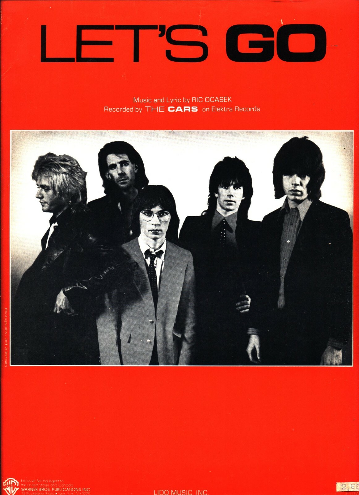 THE CARS LET'S GO SHEET MUSIC-PIANO/VOCAL/GUITAR/CHORDS-EXTREMELY RARE ...