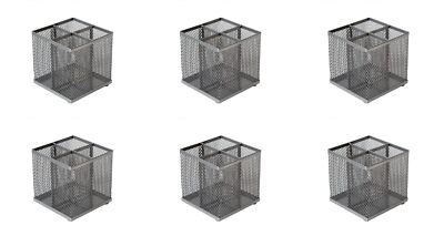 OSCO Wiremesh Square Pen Pot Silver (Pack of 6) UK