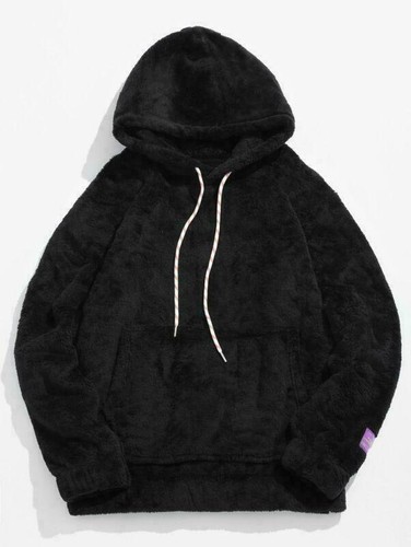 Mens Fashion Hoodie Pouch Pocket Patch 