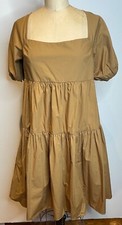 EUC MDRN MODERN CITIZEN ANDRA BROWN PUFF SLEEVE BOHO TIRED MINI DRESS*S