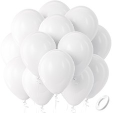 100 Pack White 12-Inch Latex Balloons for Weddings, Birthdays, and Events
