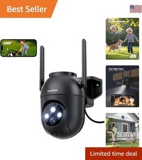 3MP Outdoor Security Camera with 360  PTZ  Color Night Vision - Waterproof