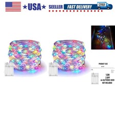 Fairy Lights Battery Operated, 2 Pack Total 40FT 120LED Silver Wire Waterproo...