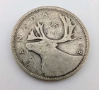 Canada 1938 25 Cents 25c Canadian Caribou Quarter Coin - 80% Silver - ASW .150oz