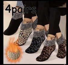 4 Pairs of Women's Winter Socks Slipper Socks for Women House Shoes Non Slip So