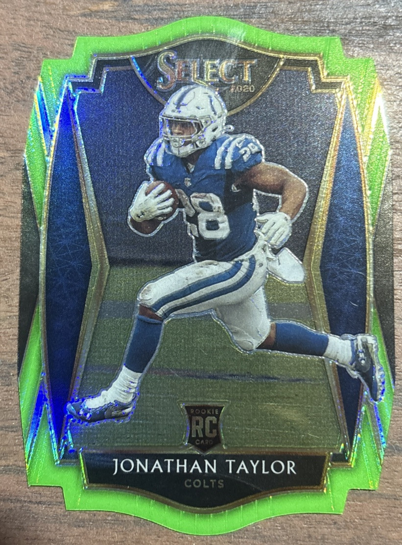 2020 Panini Select -Jonathan Taylor Premier Level Neon Green Prizm Die-Cut #153