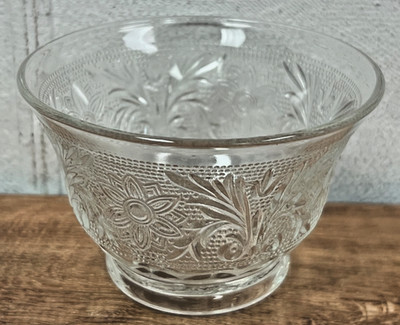 Anchor Hocking Clear Glass Custard Cup Sandwich Pattern Vintage