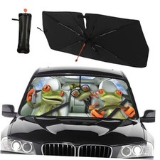 Funny Frog Driver Car Windshield Sun Shade Umbrella Automotive Windshield