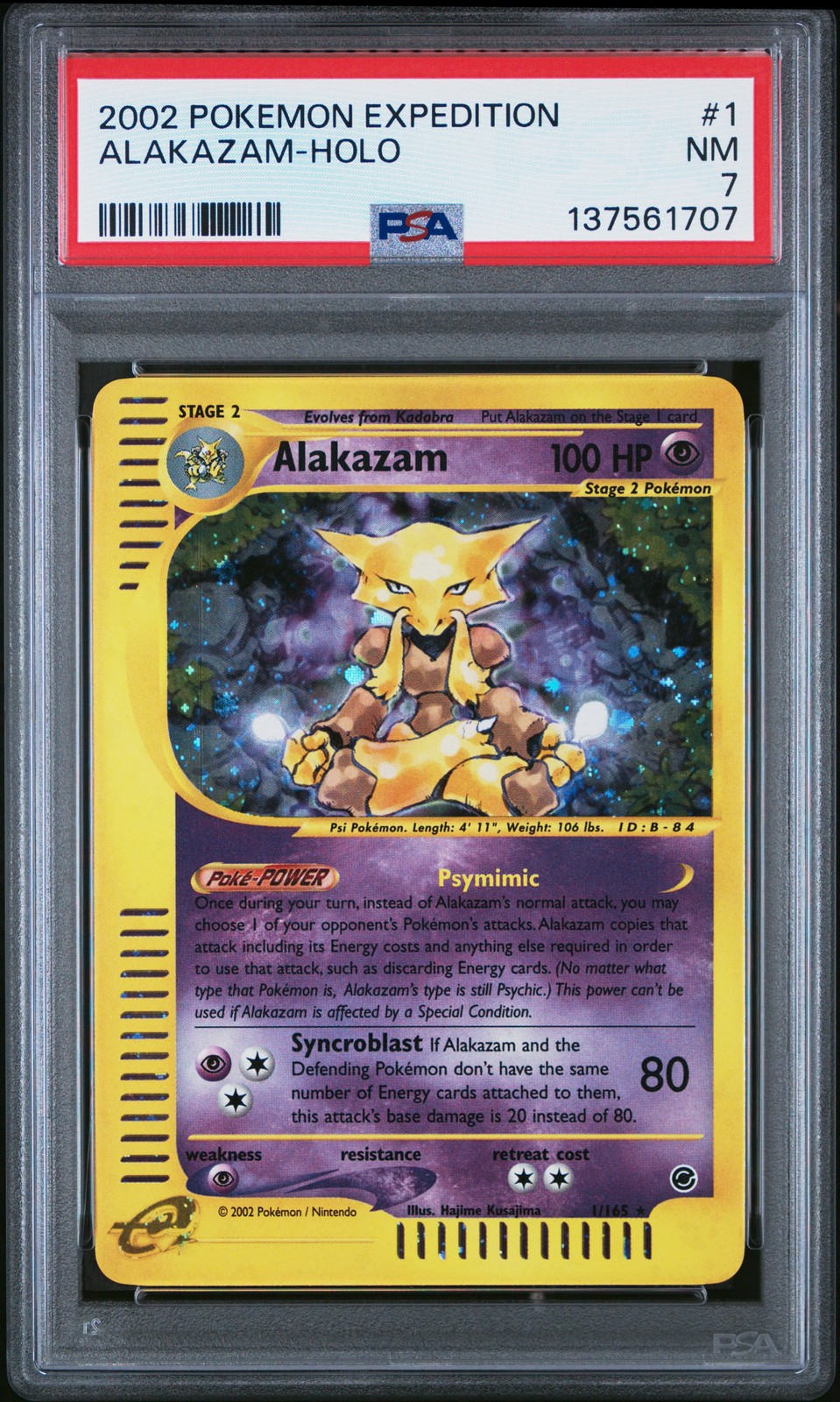 2002 Pokemon Expedition #1 Alakazam Holo PSA 7 NM