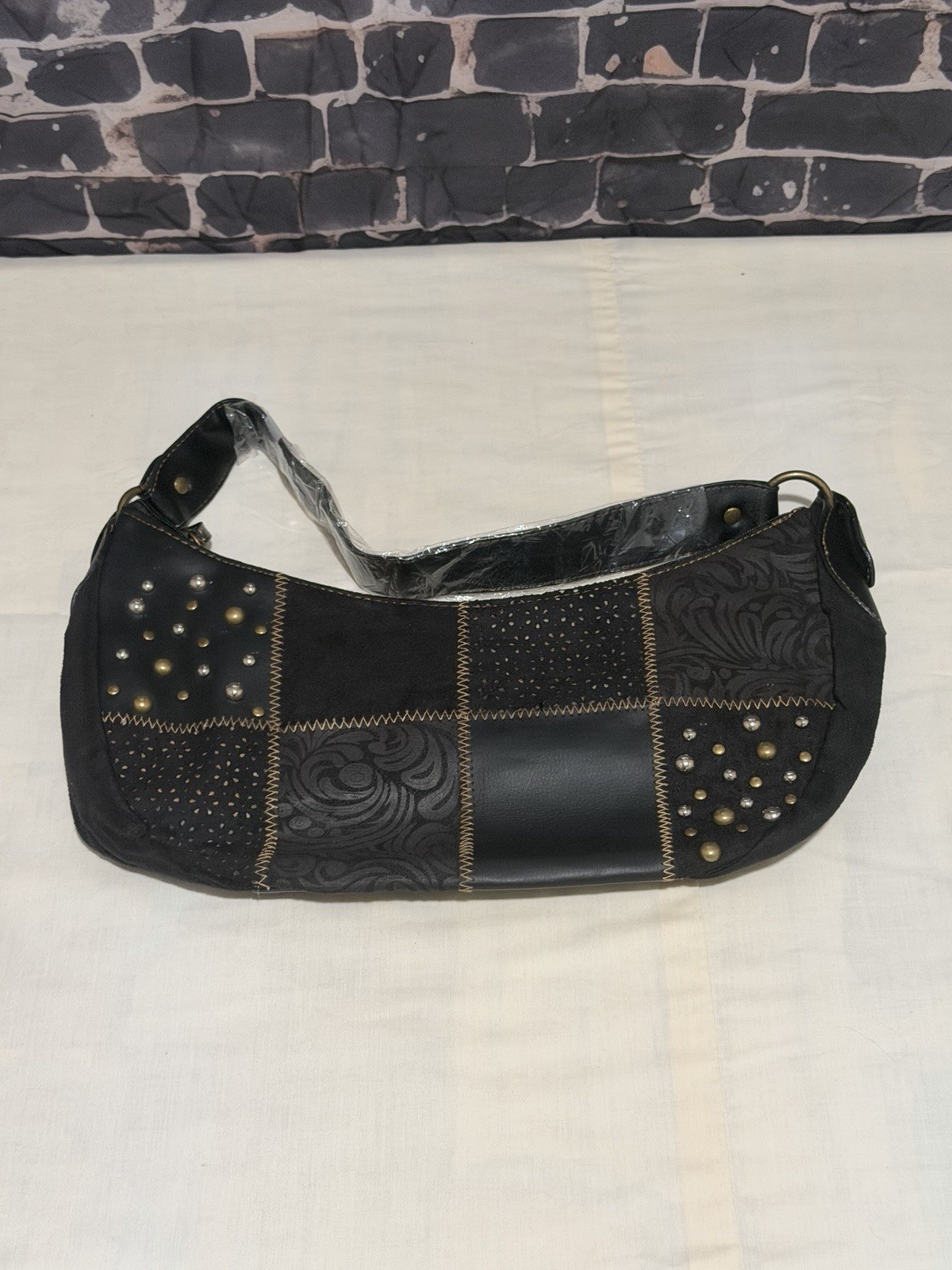 Blatanitos Patchwork Studded Shoulder Bag Black F… - image 2