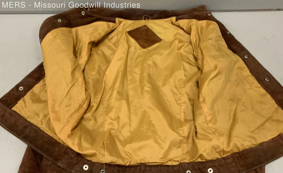 Vintage Men's Brown Suede Solid Classic Jacket - Size 42 - Image 3 of 4