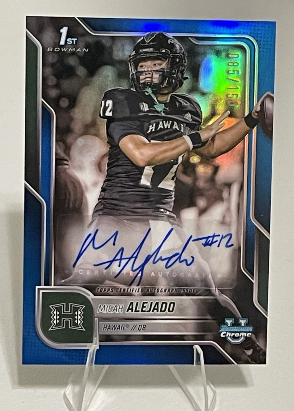 2025 Bowman U Chrome Micah Alejado Auto True Blue /150 1st RC Hawaii BCA-MA