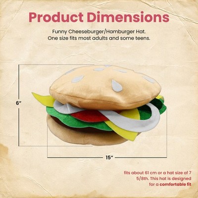 Adult Cheeseburger Hat Hamburger Novelty Silly Burger Funny