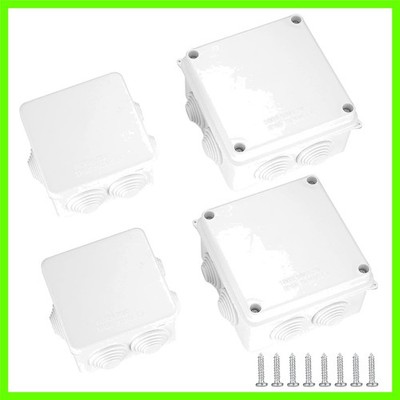 4 Pcs Junction Boxes  Waterproof, White ABS Plastic Dustproof Electrical Proj...