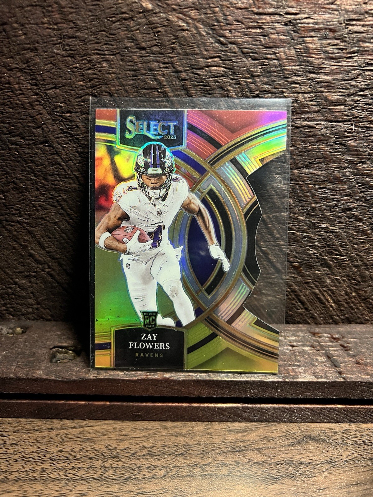 2023 Panini Select -Premier Level Zay Flowers #157 Red & Yellow Prizm Die-Cut