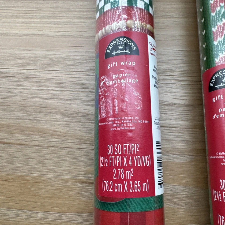 VTG 2 Rolls Hallmark Expressions Christmas Designed Gift Wrap 30 SQ.FT. Ea - Image 4 of 4