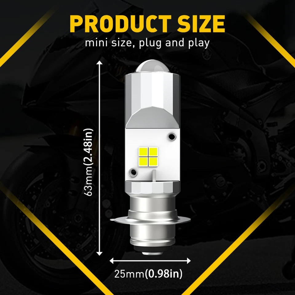 FARO MOTO ATV UTV AUXILIAR LED Luz 3000K Amarillo 6500K Blanco Bombilla1-5x Foto 3 de 4