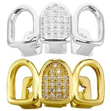  2 Stück Zahngrillkappen: Hip-Hop-Zahnschmuck – Zirkon-Zahngrill-Accessoires für