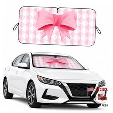 Cute Bow Style Car Windshield Sun Shade, 59 x 27.5 Foldable Small Diamond Bow