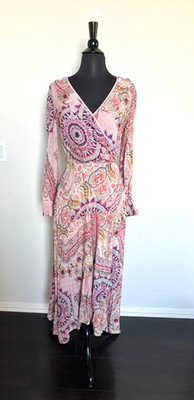 Y2K Guess  Monique Maxi Dress M Metallic shimmer paisley