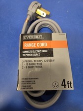 Everbilt 4 ft. 3-Prong 40 Amp Electric Stove Range Cord 125/250v NEW