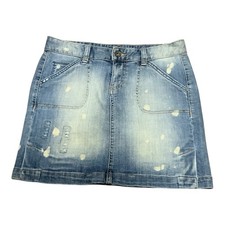 Calvin Klein Jeans Denim Mini Skirt Women's Size 4 Bleach Splatter Y2K Distress
