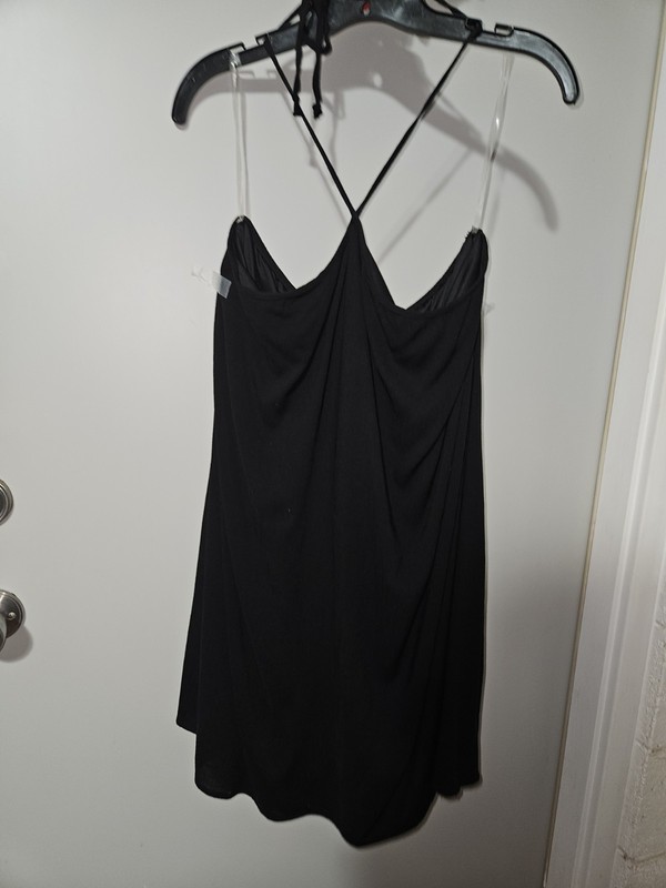 Lelis Collection Tie Strap Rayon Lined Dress W/Pockets/BLACK Sz MEDIUM PREOWNED