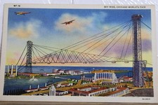 Chicago Worlds Fair Sky Ride Century of Progress Postcard Old Vintage Card View