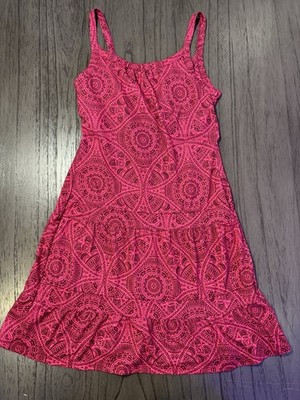 Prana Pink Medallian Mandala Print Tiered Patterned Athletic Dress Built in Bra