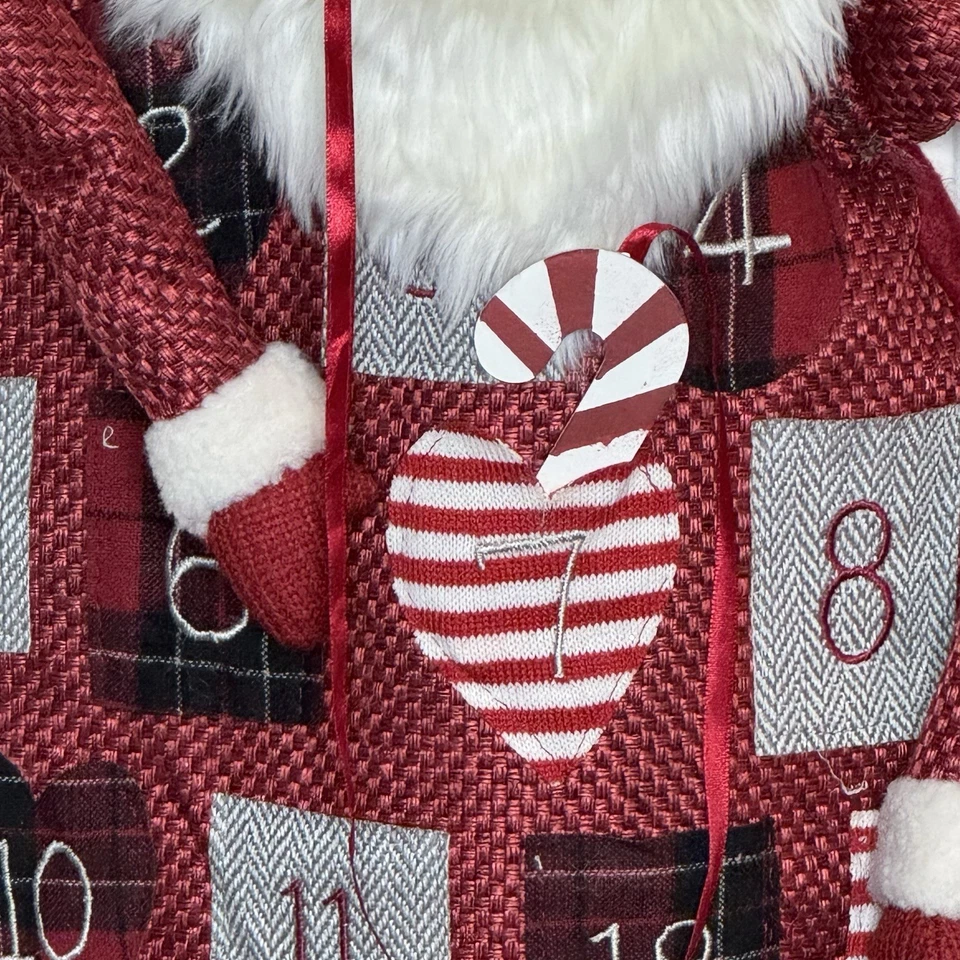 Whimsical Santa Claus Fabric Hanging Pocket Advent Calendar 50” Holiday Decor - Image 3 of 4