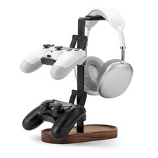 muso wood 2-in-1 Gaming Controller Stand, 10.8 x 7.5 inch, Walnut  Aluminum