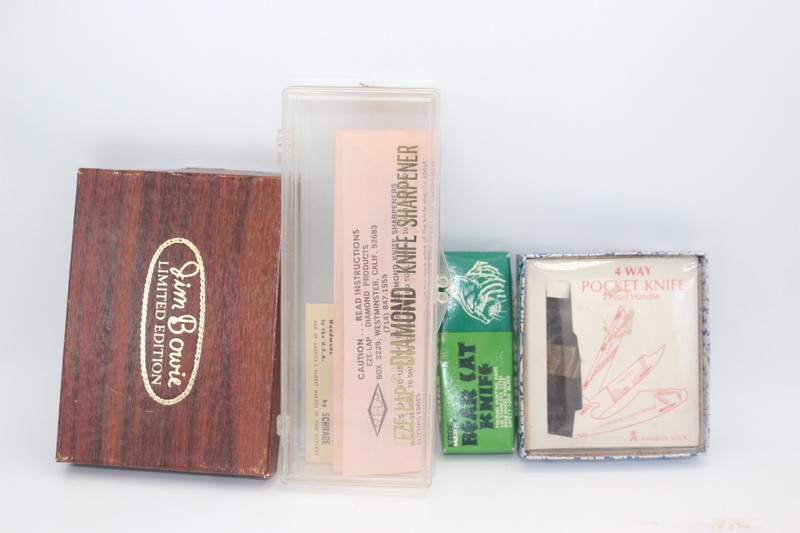 Lot Of 4 Vintage Knife BOXES ONLY!! Jim Bowie Diamond Edge Bear