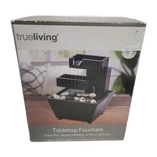True Living 3 Tier Stone Falls TABLETOP FOUNTAIN Calming Water Flow - NEW IN BOX
