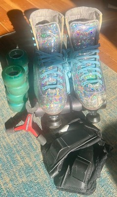 Sure-Grip Quad Roller Skates - Prism  *Plus*  Silver with Light Blue Limited Edi