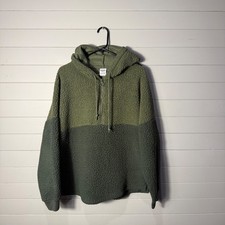 PINK Victoria's Secret Green Sherpa Quarter Zip Hoodie Women's Medium B-4