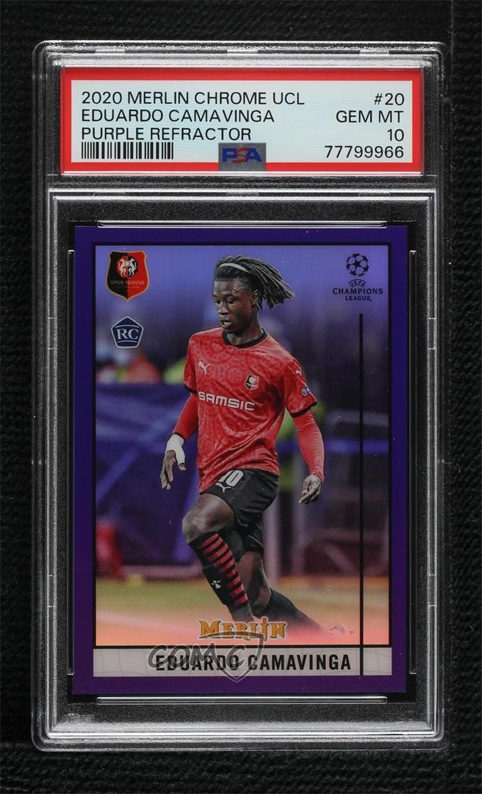 2020 Merlin Collection Chrome Purple 9/299 Eduardo Camavinga PSA 10 Rookie RC