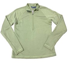 Ibex Womens S Merino Wool Made in USA 1/2 Zip Avocado Green EUC Long Sleeve