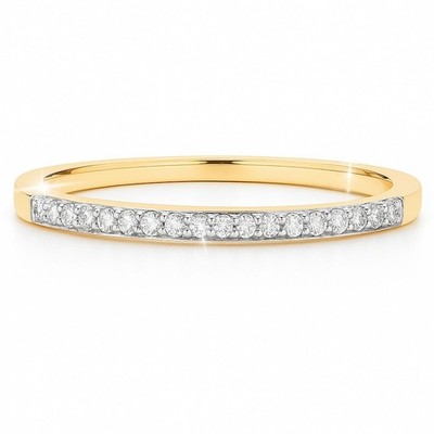 Halb-Ewigkeitsring Rundschliff Diamant pave-besetzt - F-G/SI 0,10 kt Gelbgold