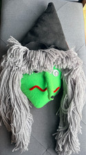 Vintage Halloween Witch Head- Felt, Plastic Backing,Yarn for Hair ,Hanging Decor