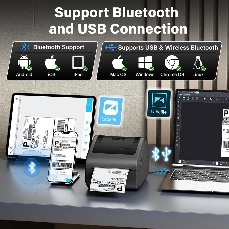 Phomemo D450BT 4x6 Wireless Shipping Label Printer Thermal Label Printer Lot - Image 2 of 4