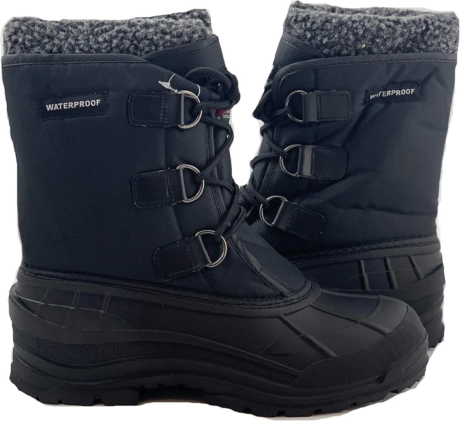 Labo Pro Men's Winter Snow Boots Waterproof Insulated Lace UP, Black, 9.5