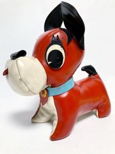 Vintage Showa Retro Vinyl Leather Plush Red Dog