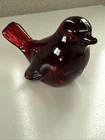 Fenton Vintage Ruby Red Glass Cardinal Bird Figurine Paperweight