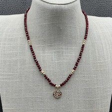 Park Lane Necklace Red Glass Beaded Pendant Gold Tone 16 In Womens Jewelry